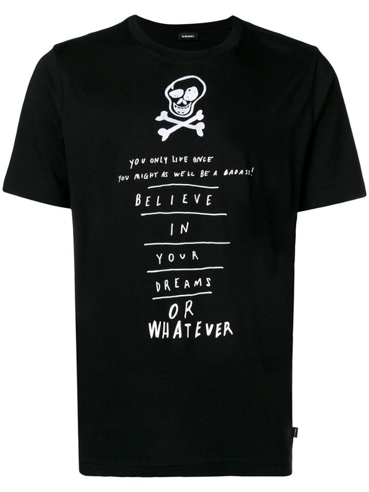 Diesel Motivational Print T-shirt - Black