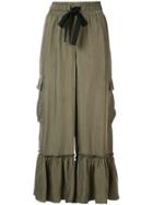 Cinq A Sept Ruffled Cropped Trousers - Green