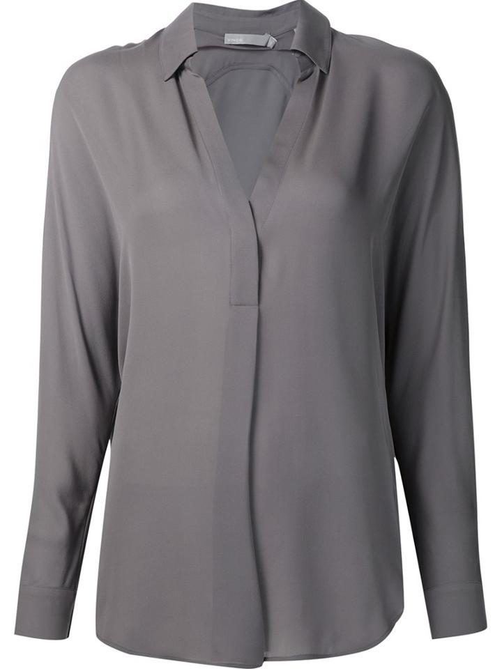 Vince V-neck Blouse, Women's, Size: Xs, Grey, Silk