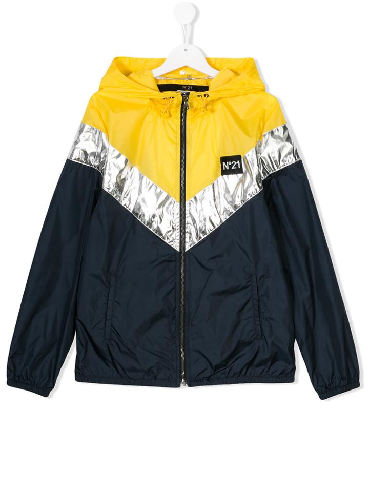 No21 Kids Color Block Hooded Jacket - Blue