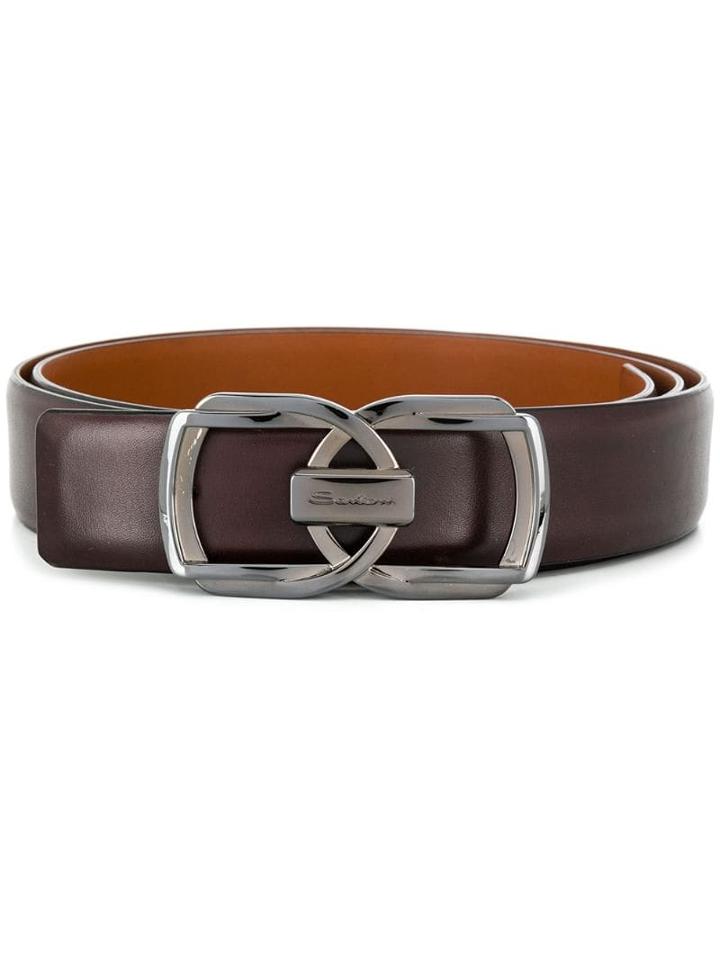 Santoni Logo Engraved Belt - Brown