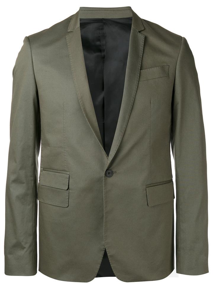 Les Hommes Stitched Detail Blazer, Men's, Size: 48, Green, Cotton/spandex/elastane/viscose