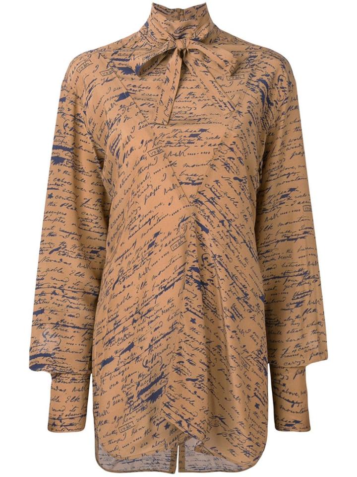 Rokh Handwriting Print Blouse - Brown