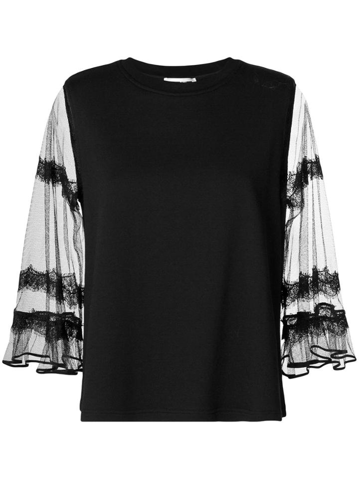 Mcq Alexander Mcqueen Lace Sleeves Top - Black