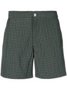 Officine Generale Checked Beach Shorts - Green