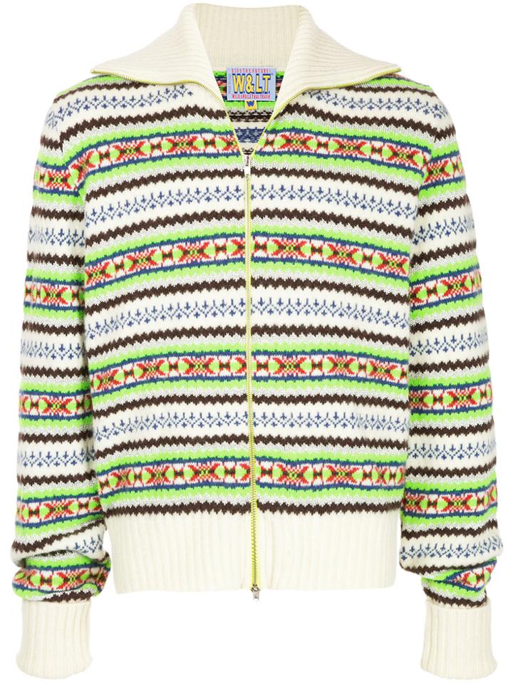 Walter Van Beirendonck Vintage Patterned Zipped Knitted Cardigan -