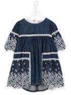 Ermanno Scervino Junior Embroidered Denim Dress, Girl's, Size: 8 Yrs, Blue