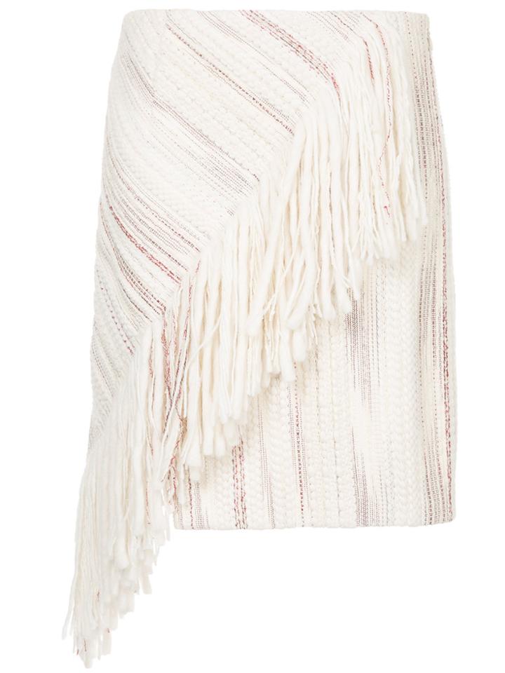 Goen.j Frayed Trim Skirt - White