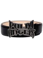 Palm Angels Black Metal Logo Buckle Leather Belt