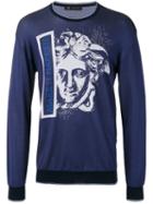 Versace Make It Happen' Medusa Sweatshirt, Men's, Size: Small, Blue, Cotton/viscose