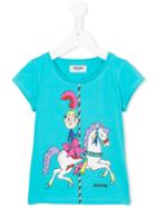Moschino Kids Carousel Print T-shirt, Girl's, Size: 6 Yrs, Blue