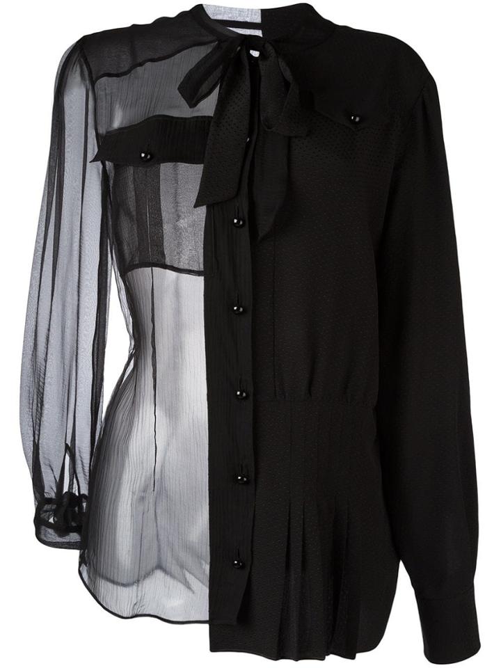 Maison Margiela Sheer Bow Detail Shirt - Black
