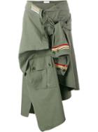 Faith Connexion Stripe Asymmetric Shirt Skirt, Size: Xs, Green, Cotton