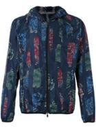 Emporio Armani Hooded Windbreaker Jacket, Men's, Size: 48, Blue, Polyamide