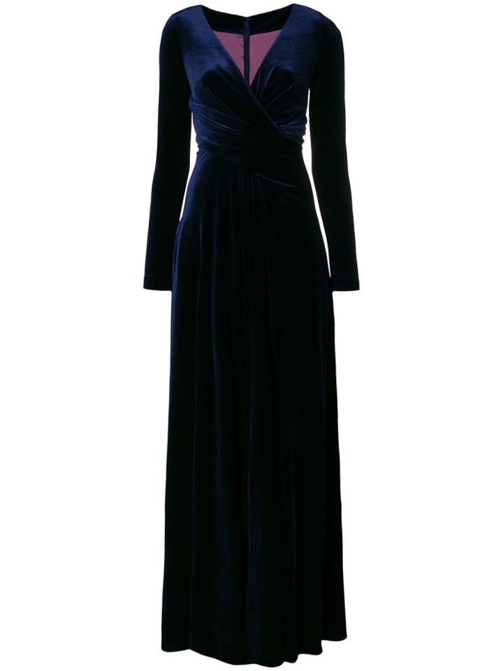 Talbot Runhof Ruched Detail Long Dress - Blue