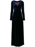 Talbot Runhof Ruched Detail Long Dress - Blue