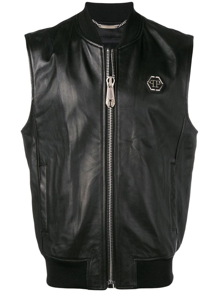 Philipp Plein Detachable Sleeve Bomber Jacket - Black