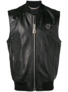 Philipp Plein Detachable Sleeve Bomber Jacket - Black