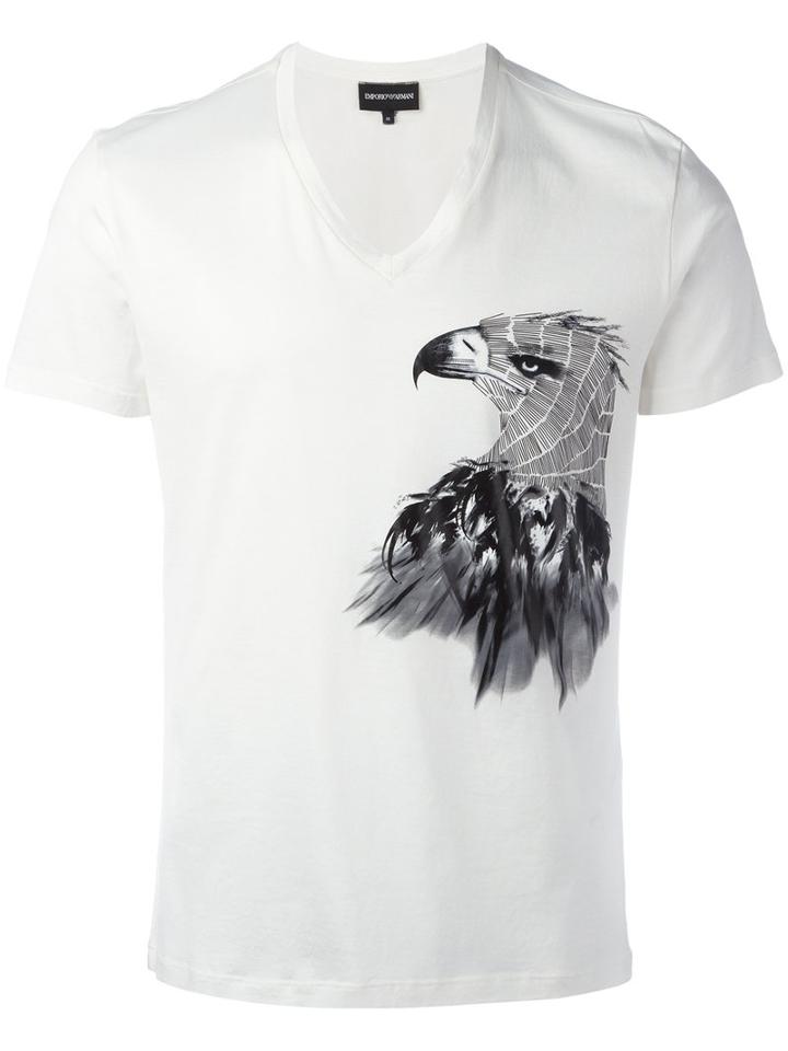 Emporio Armani Eagle Print T-shirt, Men's, Size: Xl, White, Cotton