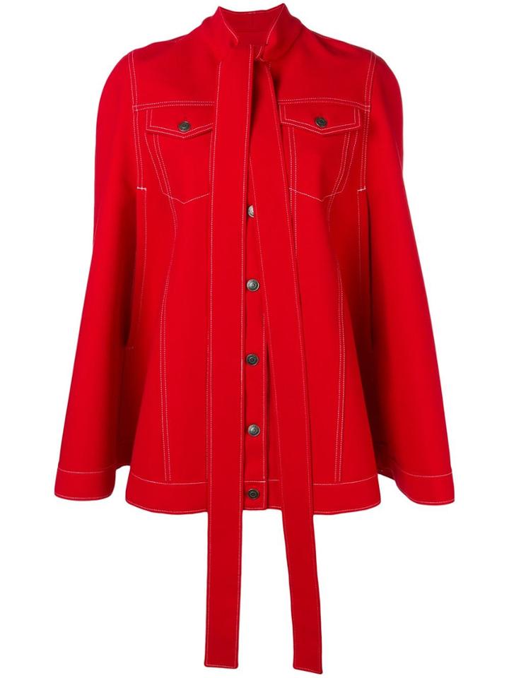 Msgm Contrast Stitching Detailed Jacket - Red