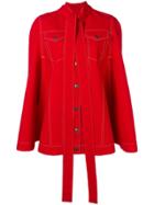 Msgm Contrast Stitching Detailed Jacket - Red