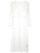 Tu Es Mon Trésor Flower Beads Puff Sleeve Dress - White