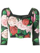 Dolce & Gabbana Floral Print Cropped Top - Black