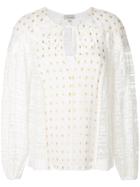 Temperley London Lace Panelled Top With Gold Flecks - White