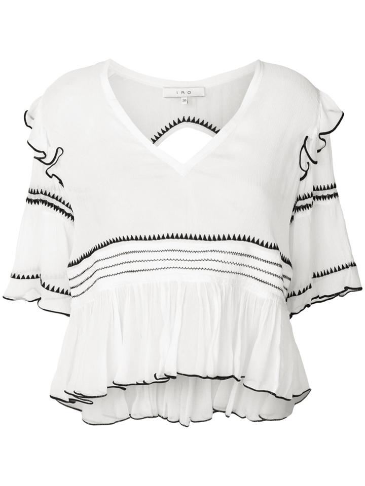 Iro Ruffled V-neck Top - White