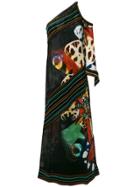 Roberto Cavalli Butterfly Wing Print Gown - Black