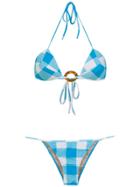 Adriana Degreas Checked Bikini Set - Blue
