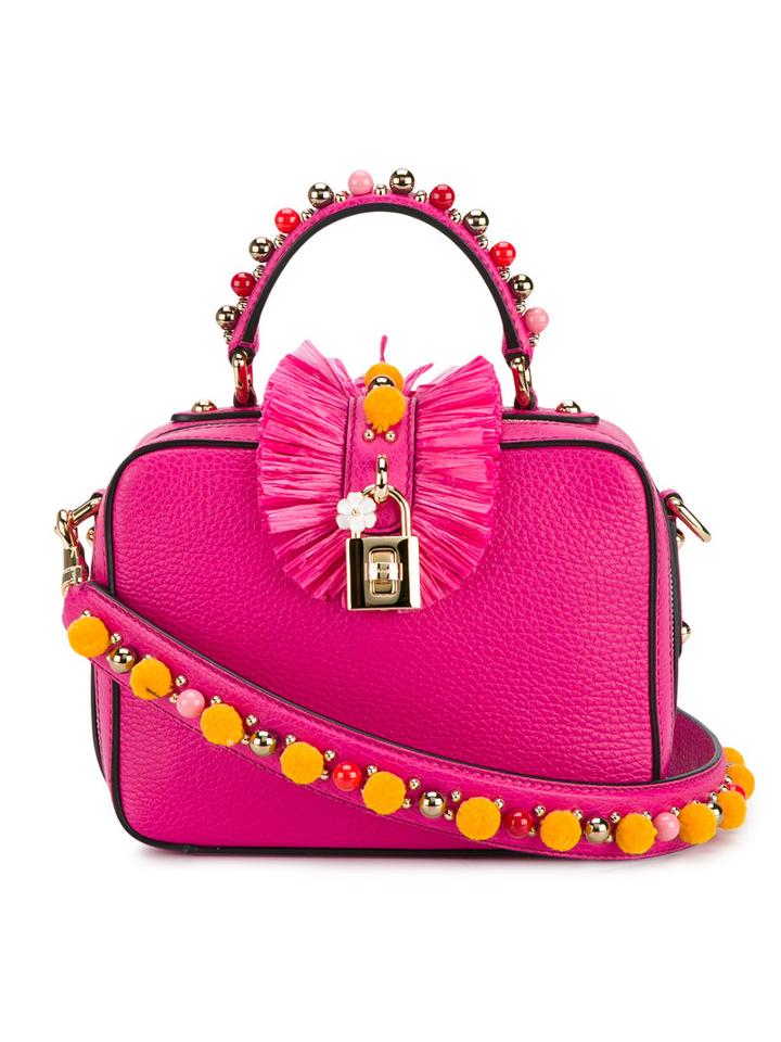 Dolce & Gabbana Small Embellished Shoulder Bag, Women's, Pink/purple, Viscose/calf Leather