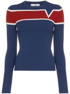 Valentino Contrast Stripe Knitted Top - Blue