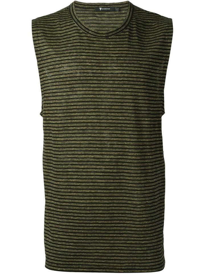T By Alexander Wang Striped Tank Top, Men's, Size: Small, Black, Linen/flax