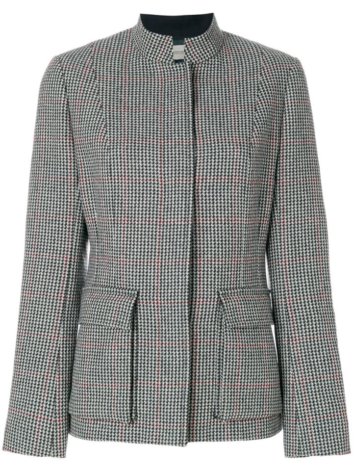 Holland & Holland Checked High Collar Jacket - Grey