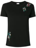 Red Valentino Floral Embroidery T-shirt - Black
