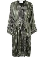 Asceno Contrast Polka Dot Silk Dress - Green
