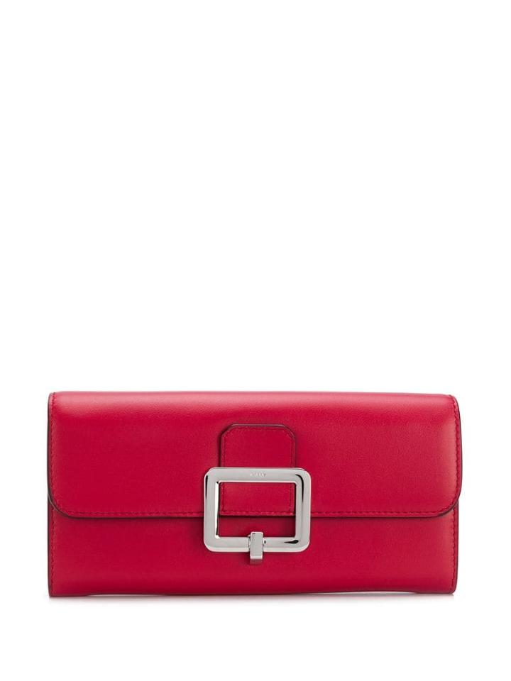 Bally Buckle Foldover Wallet - Red