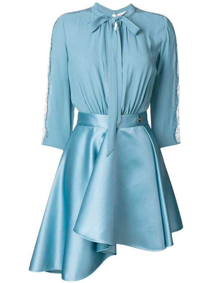 Elisabetta Franchi Bow Symmetric Mini Dress - Blue