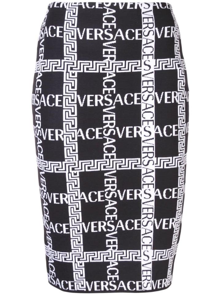 Versace Logo Printed Pencil Skirt - Black