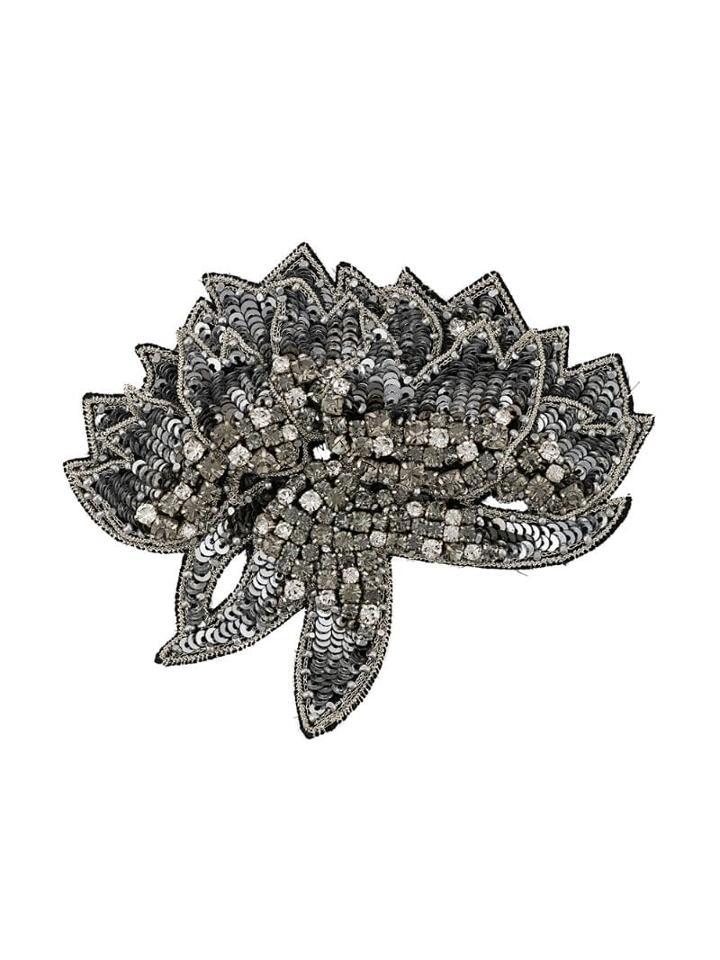 Rochas Embellished Floral Brooch - Metallic