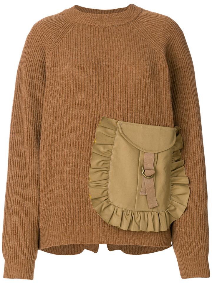 Erika Cavallini Ruffle Pocket Jumper - Brown