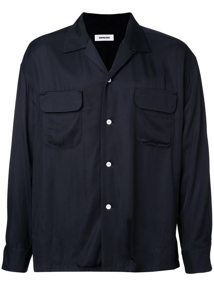 Monkey Time Chest Pocket Shirt, Men's, Size: Small, Black, Rayon
