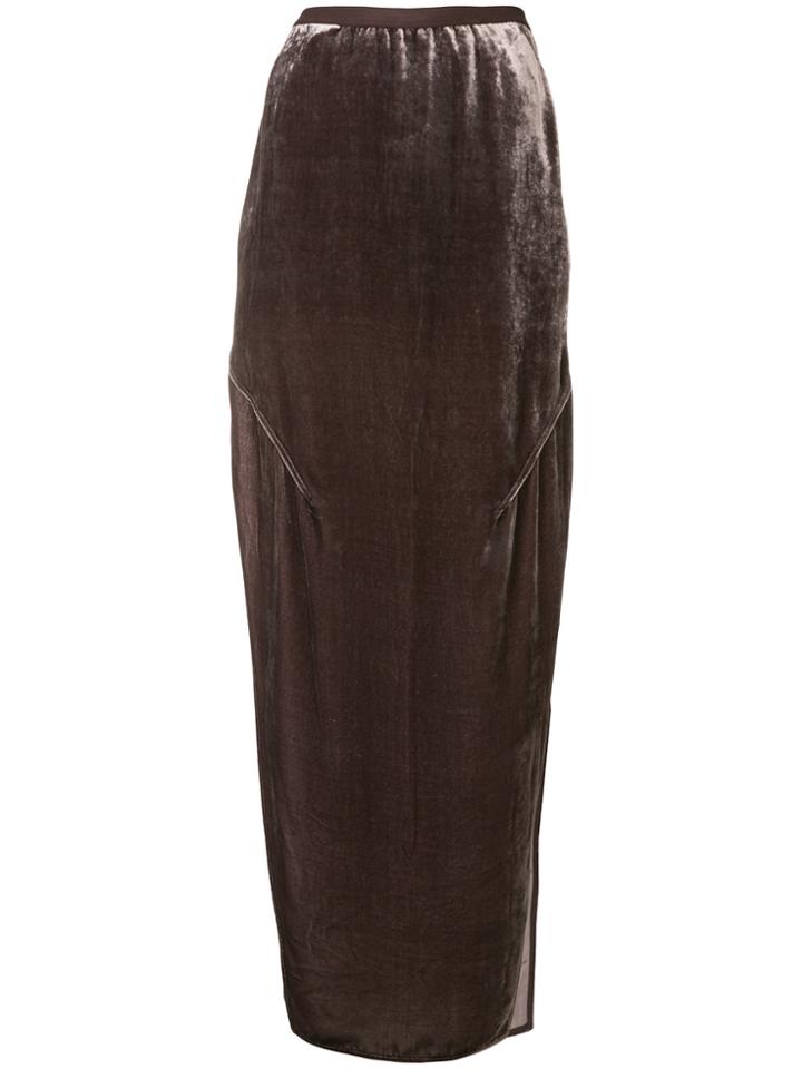 Rick Owens Long Velvet Skirt - Brown