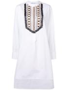 Alberta Ferretti Beaded Shirt Dress - White