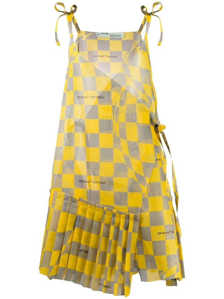 Off-white Checked Asymmetric Dress - Yellow