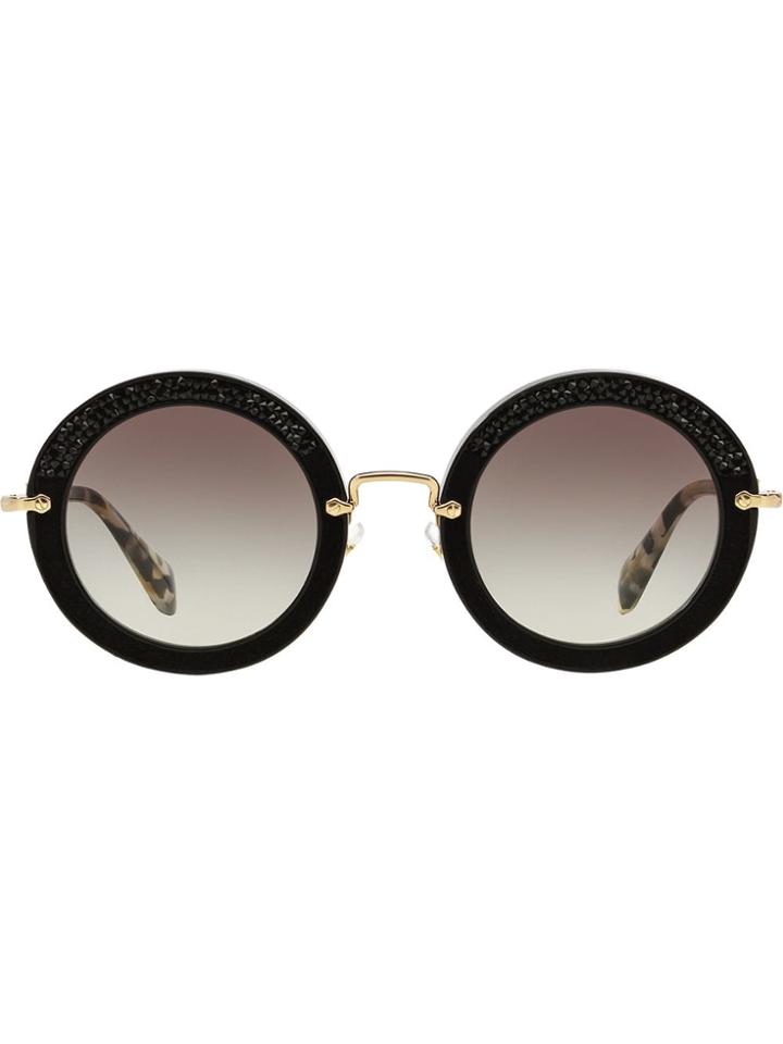 Miu Miu Eyewear Noir Crystal-embellished Sunglasses - Black