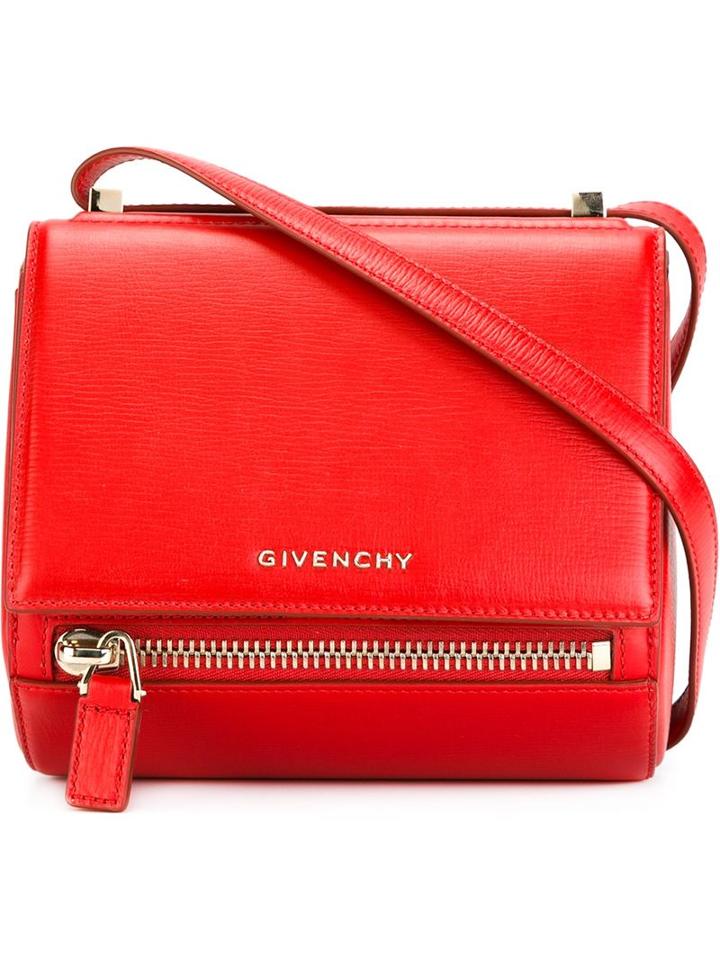 Givenchy Small Pandora Box Shoulder Bag, Women's, Red, Calf Leather