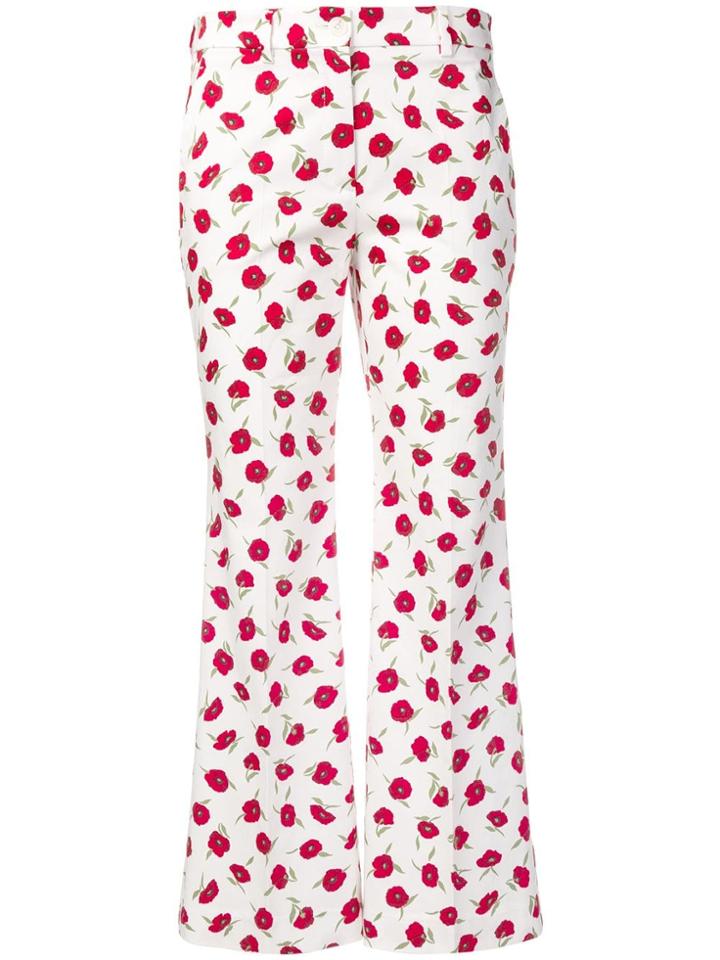 Incotex Cropped Poppy Print Trousers - White