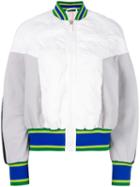 No Ka' Oi Striped Detail Bomber Jacket, Women's, Size: Large, White, Polyamide/polyester/spandex/elastane